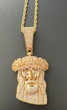 Rose Head Jesus Pendant with 20" rope chain