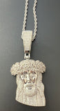 Rose Head Jesus Pendant with 20" rope chain