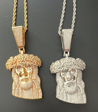 Rose Head Jesus Pendant with 20" rope chain